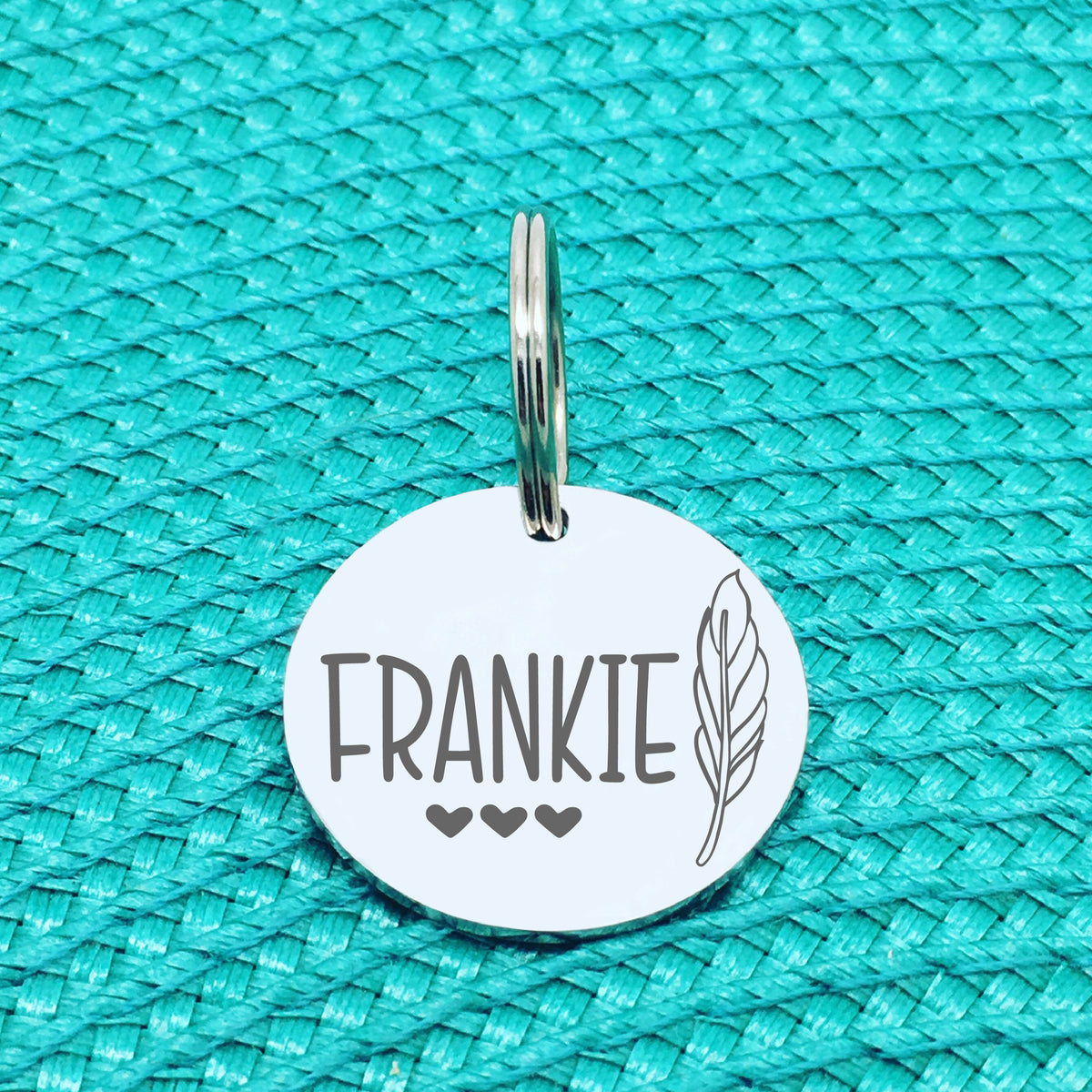 Personalised Pet Tag, Neville Design with Feather Image (Personalised Dog Tag / Personalised Cat Tag)