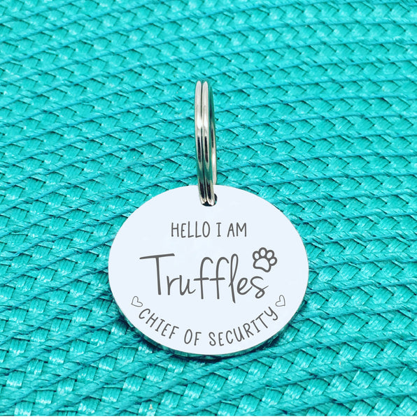 Personalised Pet Tag, 'Chief Of Security' Design (Personalised Custom Engraved Dog Tag)