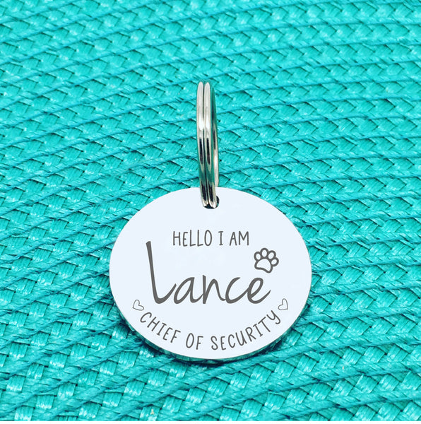 Personalised Pet Tag, 'Chief Of Security' Design (Personalised Custom Engraved Dog Tag)