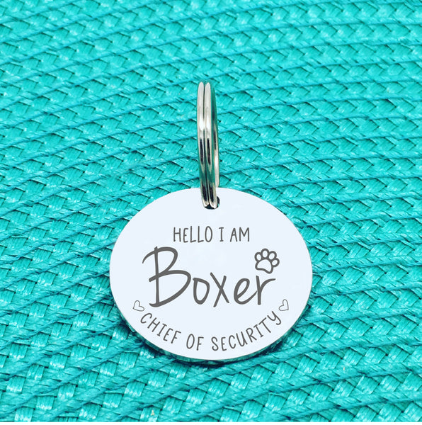 Personalised Pet Tag, 'Chief Of Security' Design (Personalised Custom Engraved Dog Tag)
