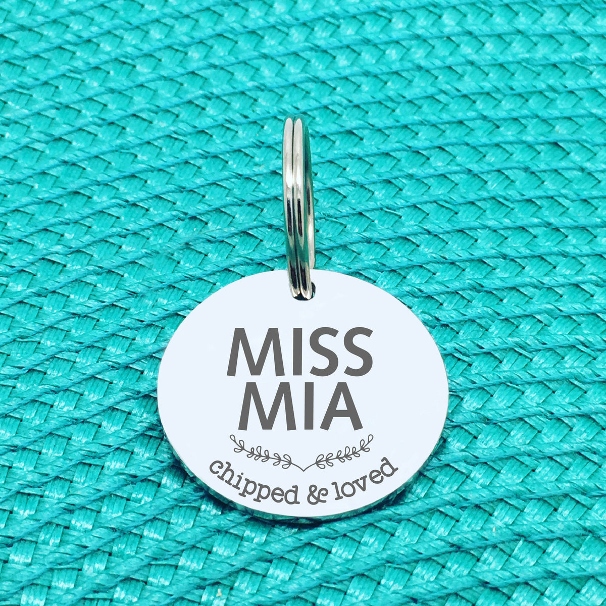 Personalised Pet Tag, 'Chipped & Loved' Design (Personalised Custom Engraved Dog Tag)