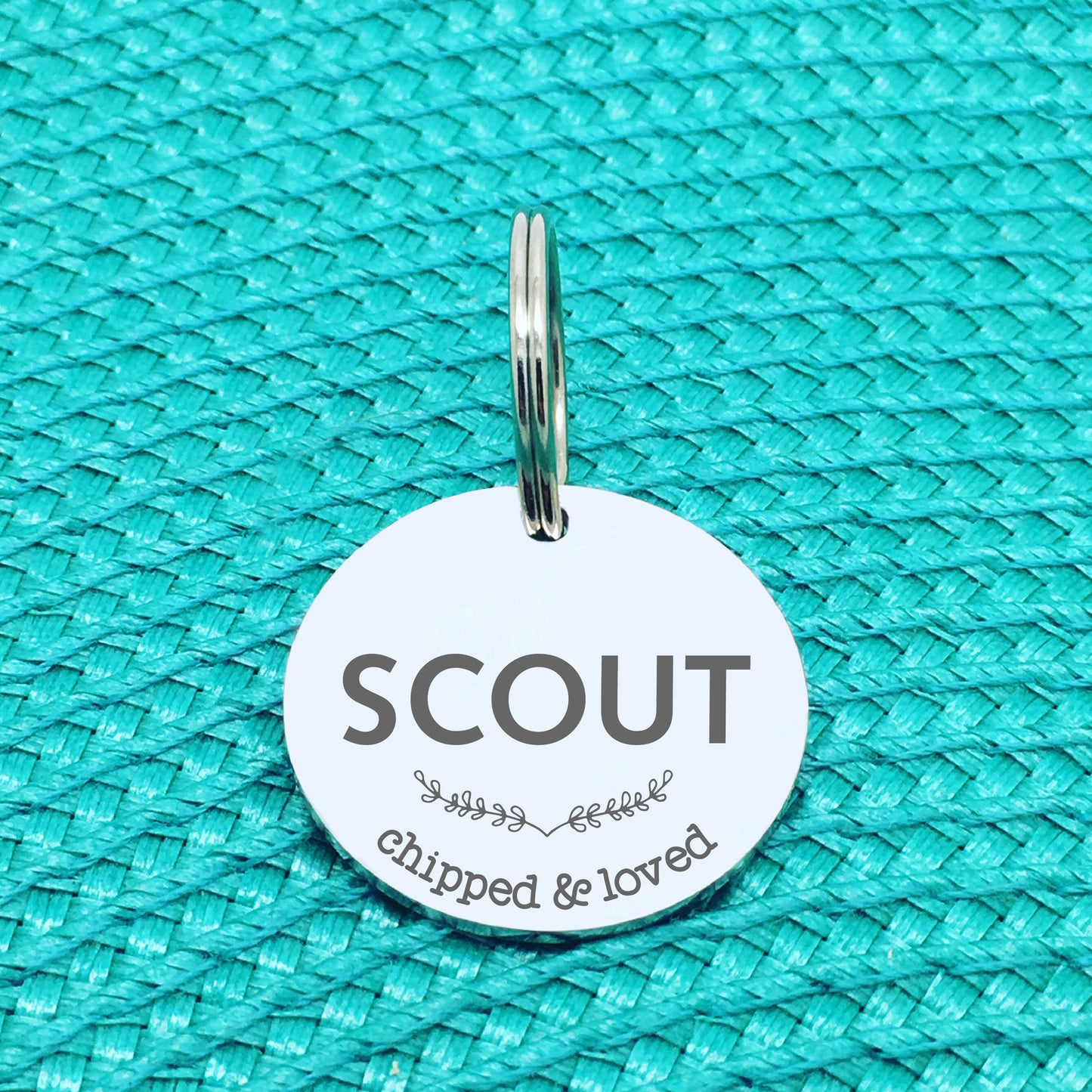 Personalised Pet Tag, 'Chipped & Loved' Design (Personalised Custom Engraved Dog Tag)
