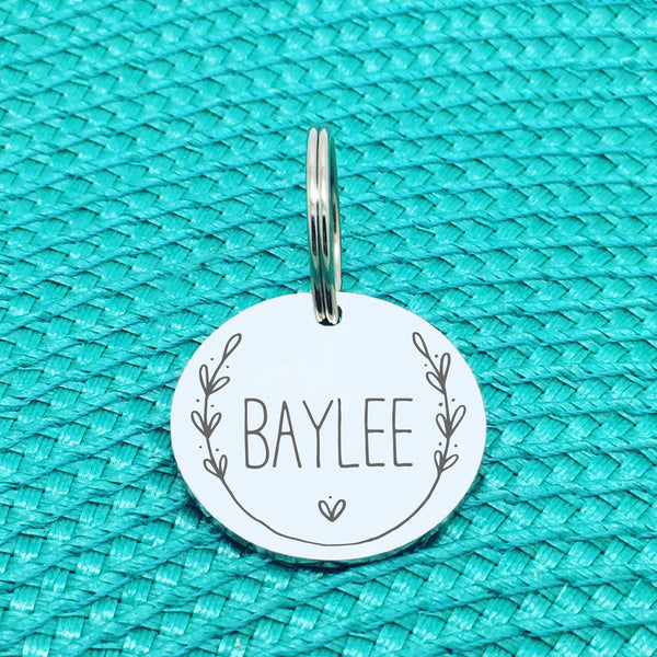 Engraved Personalised Pet Tag Luger Wreath Design (Personalised Dog Tag / Personalised Cat Tag)