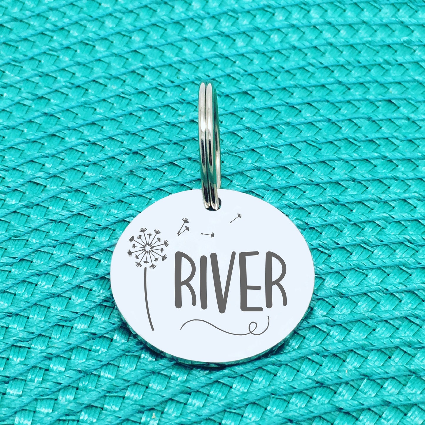 Personalised Pet Tag, Lola Design with Dandelion Image (Personalised Dog Tag / Personalised Cat Tag)