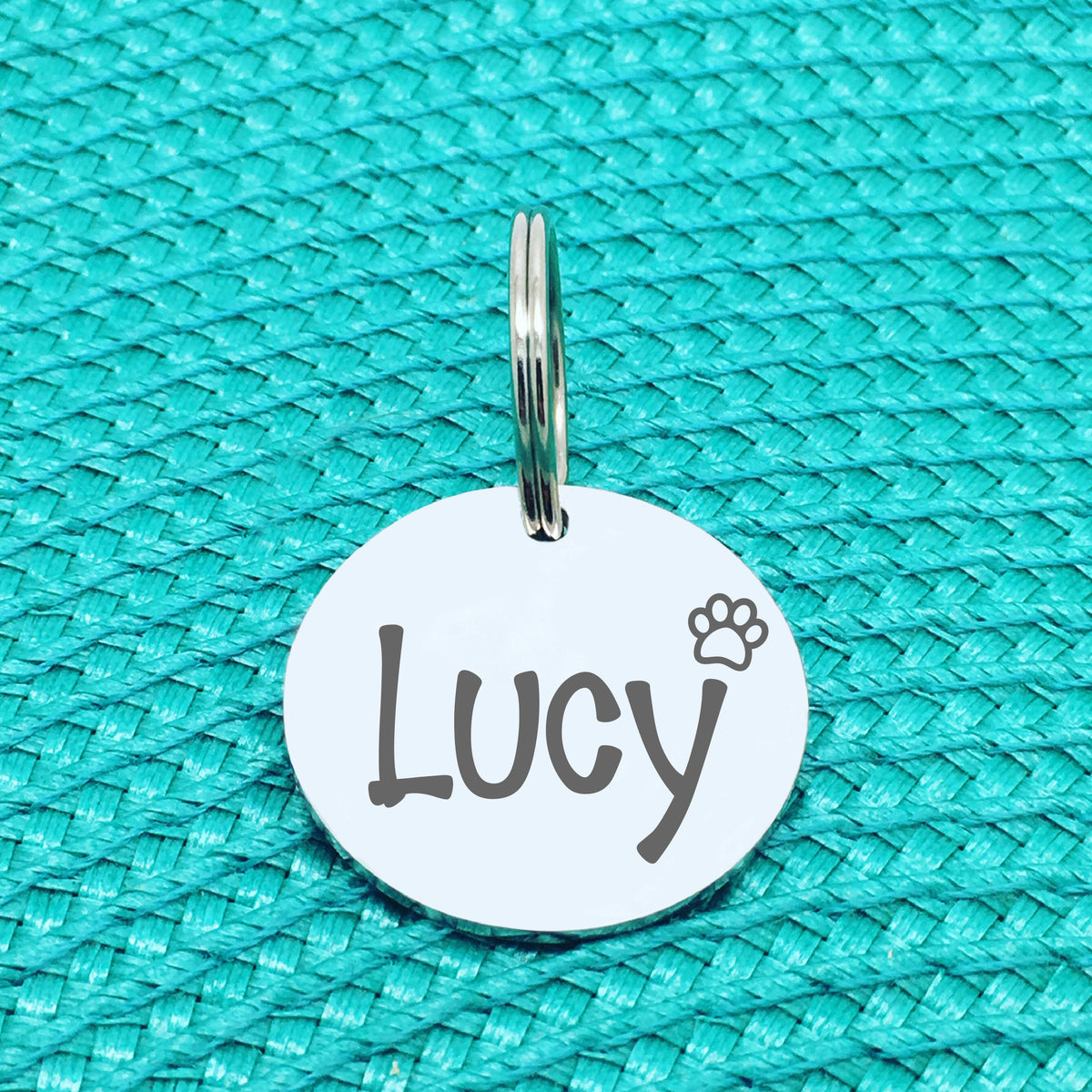 Engraved Personalised Pet Tag Dude Paw Print Design (Personalised Dog Tag / Personalised Cat Tag)
