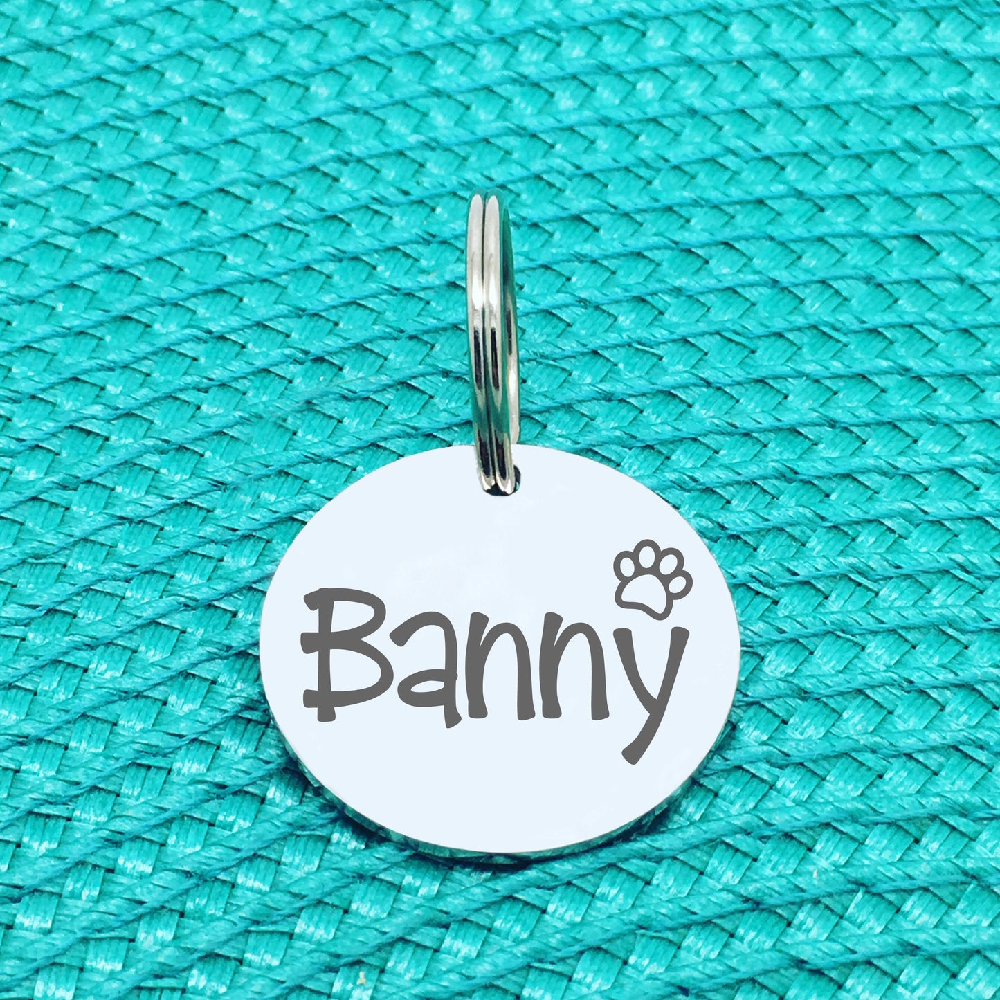 Engraved Personalised Pet Tag Dude Paw Print Design (Personalised Dog Tag / Personalised Cat Tag)