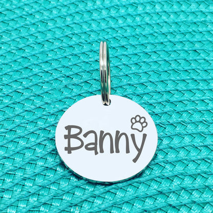 Engraved Personalised Pet Tag Dude Paw Print Design (Personalised Dog Tag / Personalised Cat Tag)