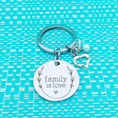 Family is Love Personalised Double Sided Keyring (Personalised Nanny Gift)