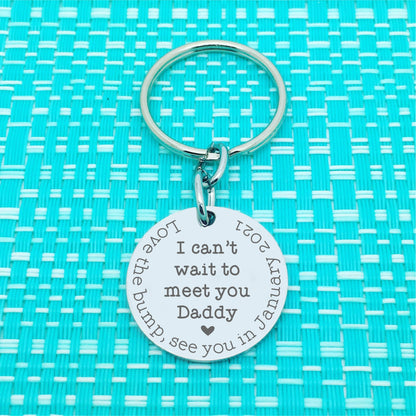 Personalised Keyring - I Can't Wait To Meet You Daddy