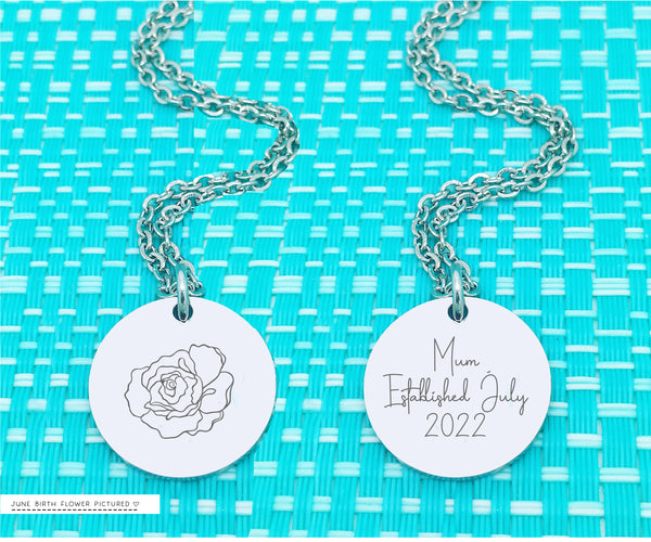 Personalised Birth Flower Necklace, Add Your Message to the reverse! Birth Month Flower Necklace, Birth Flower Necklace, Personalized Gifts, Silver or Rose Gold