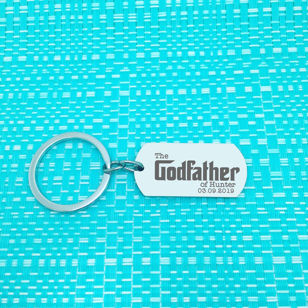 The Godfather Of, Personalised Godfather Keyring (Custom Godfather Gift, Add A Bottle Opener)