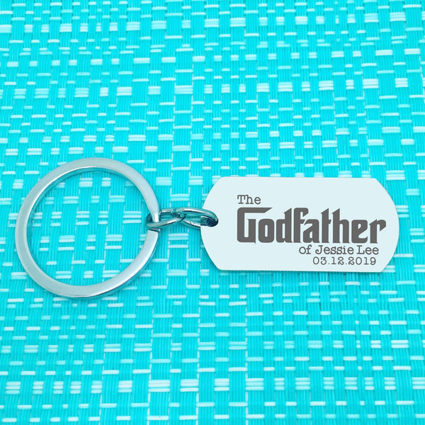 The Godfather Of, Personalised Godfather Keyring (Custom Godfather Gift, Add A Bottle Opener)