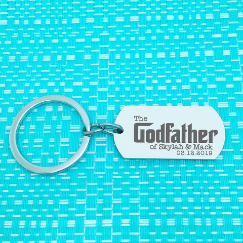The Godfather Of, Personalised Godfather Keyring (Custom Godfather Gift, Add A Bottle Opener)