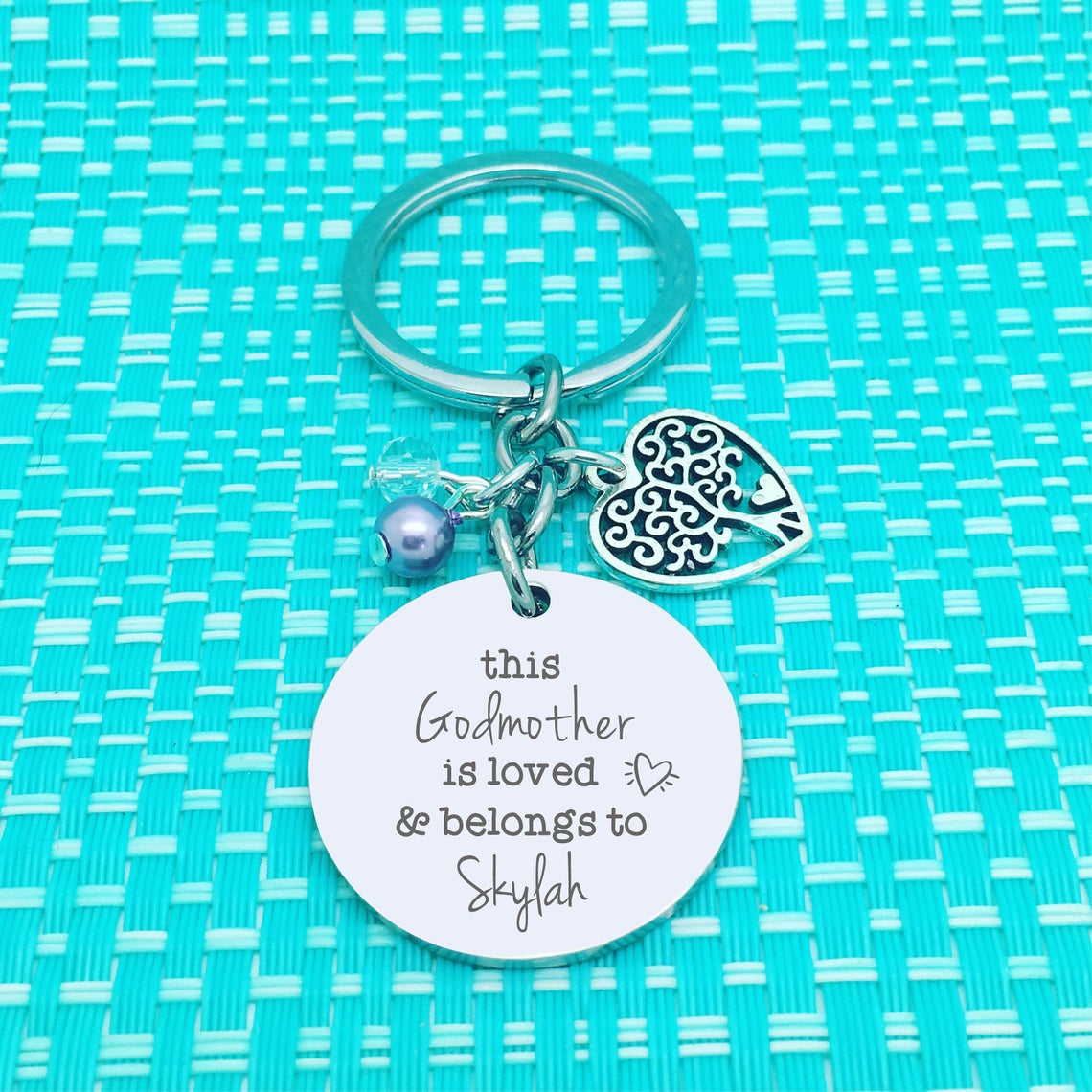 This Godmother Is Loved and Belongs To Personalised Keyring (Personalised Godparent Gift)