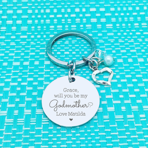 Will You Be My Godmother / Will You Be My Godfather, Godparent Proposal Personalised Keyring