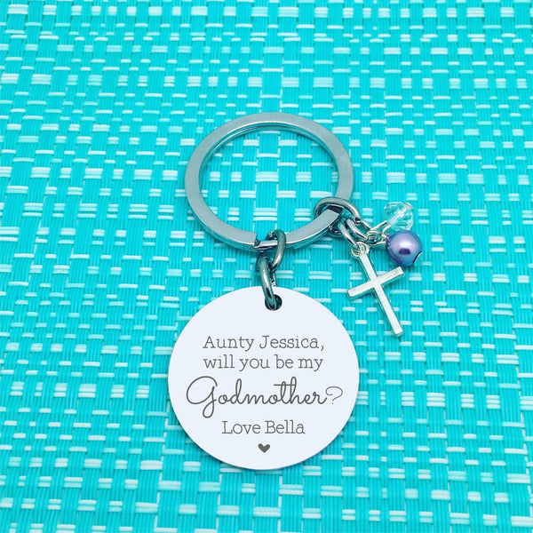 Will You Be My Godmother / Will You Be My Godfather, Godparent Proposal Personalised Keyring