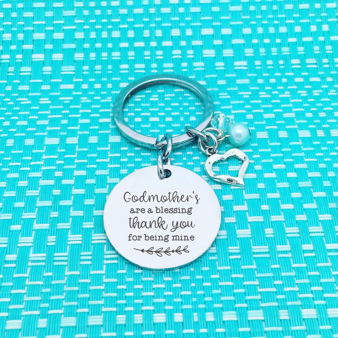 Godmothers Are A Blessing, Thank You For Being Mine Double Sided Personalised Keyring (Godmother Gift)
