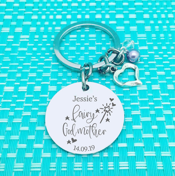 Fairy Godmother Personalised Keyring (Custom Godmother Gift, Personalised Godmother Gift)