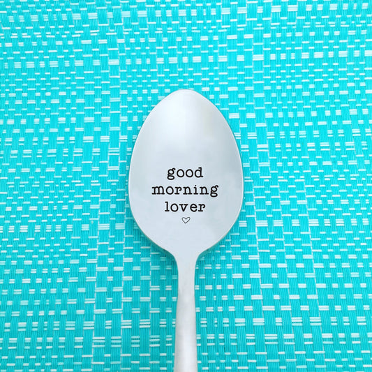 Good Morning Lover Engraved Spoon (Unique Anniversary Gift, Valentines Day Gifts for Him)