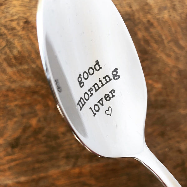Good Morning Lover Engraved Spoon (Unique Anniversary Gift, Valentines Day Gifts for Him)