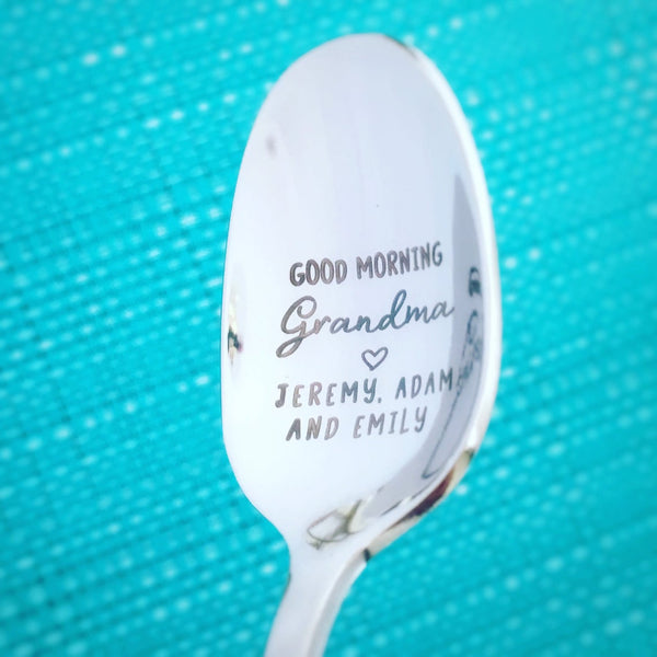 Good Morning Grandma Personalised Spoon (Personalise It With Any Name - Personalised Good Morning Spoon)