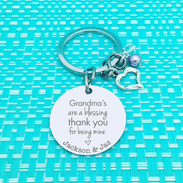 Grandma's Are a Blessing Personalised Keyring (Change Grandma to another name of your choosing)