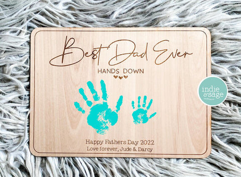 Personalised Hand Print Plaque, Hands Down Best Ever! Add your message and info