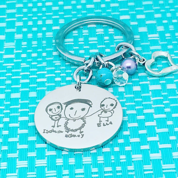 Personalised Keyring Featuring Your Handwriting Or Image (Plus, Add A Message To The Back)