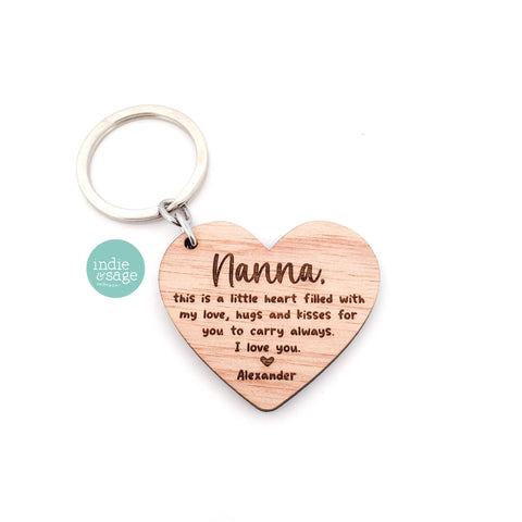 Personalised Wooden Heart Shaped Keyring, Mothers Day Gift Idea!
