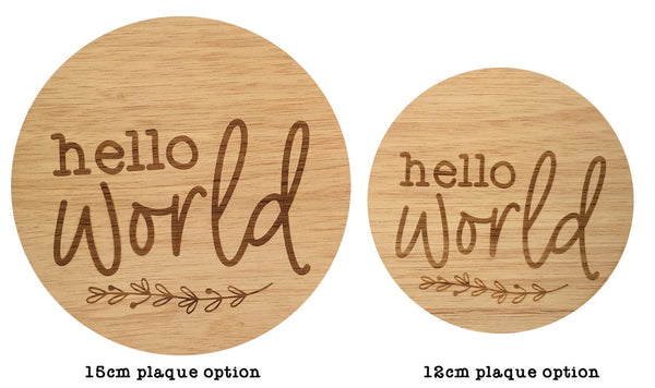 Hello World Baby Announcement Sign Floral Wreath Design (New Baby Arrival, Newborn Photo Prop)