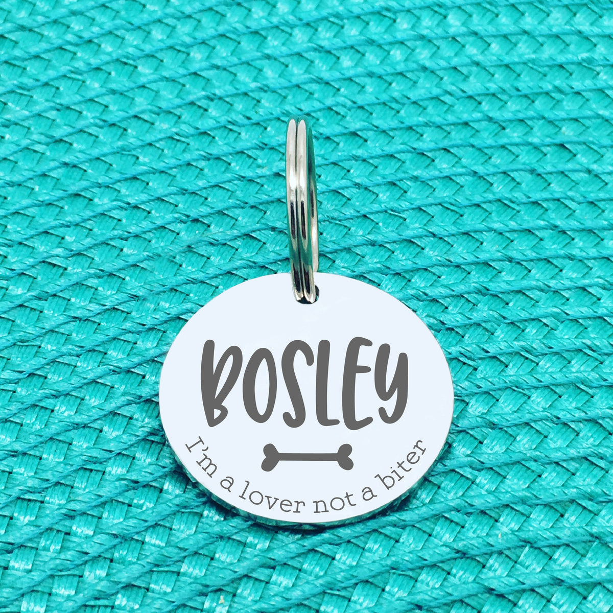 Engraved Custom Pet Tag I'm A Lover Not A Biter Design (Personalised Dog Tag)