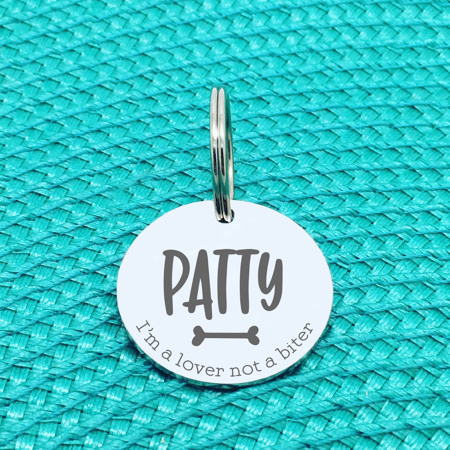 Engraved Custom Pet Tag I'm A Lover Not A Biter Design (Personalised Dog Tag)