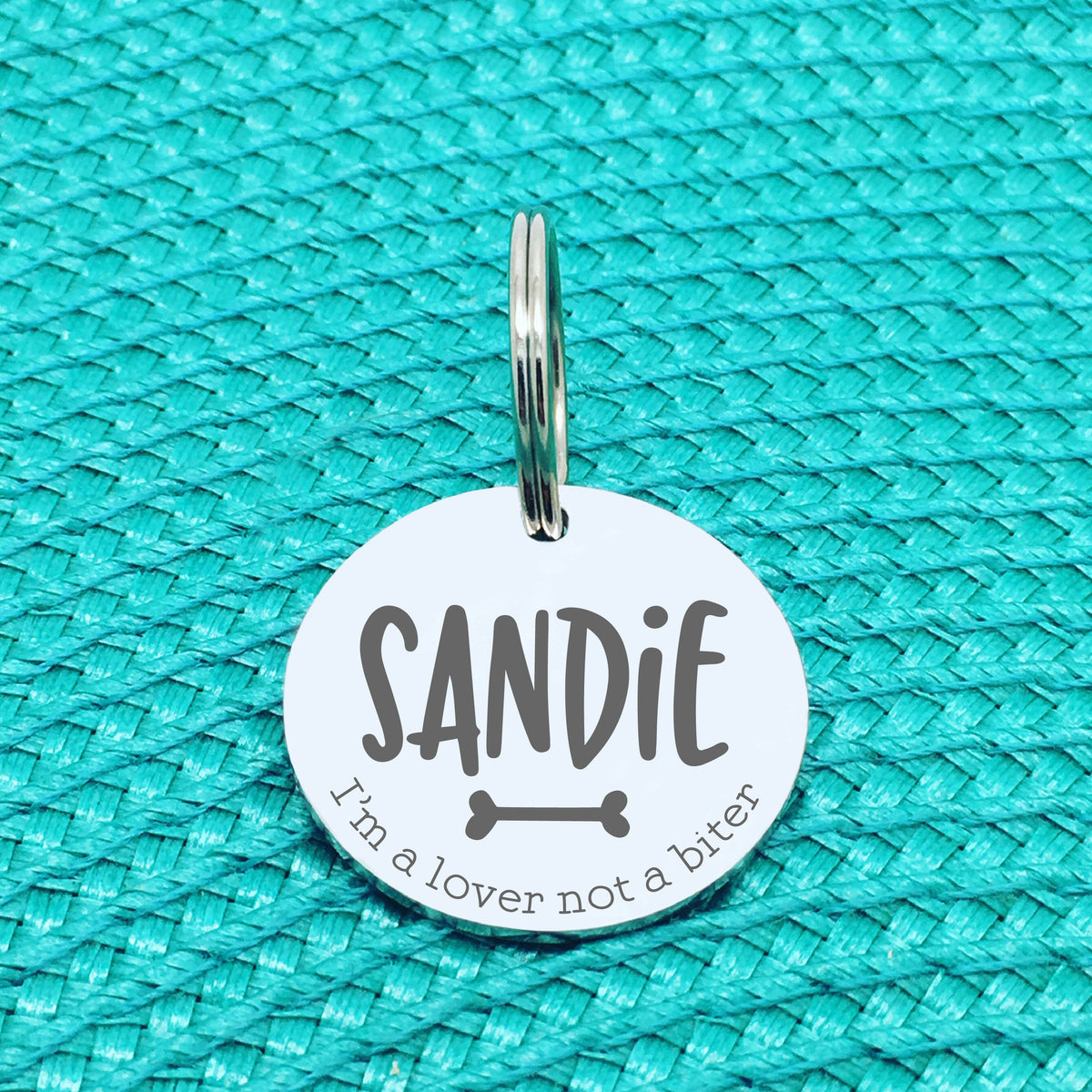 Engraved Custom Pet Tag I'm A Lover Not A Biter Design (Personalised Dog Tag)