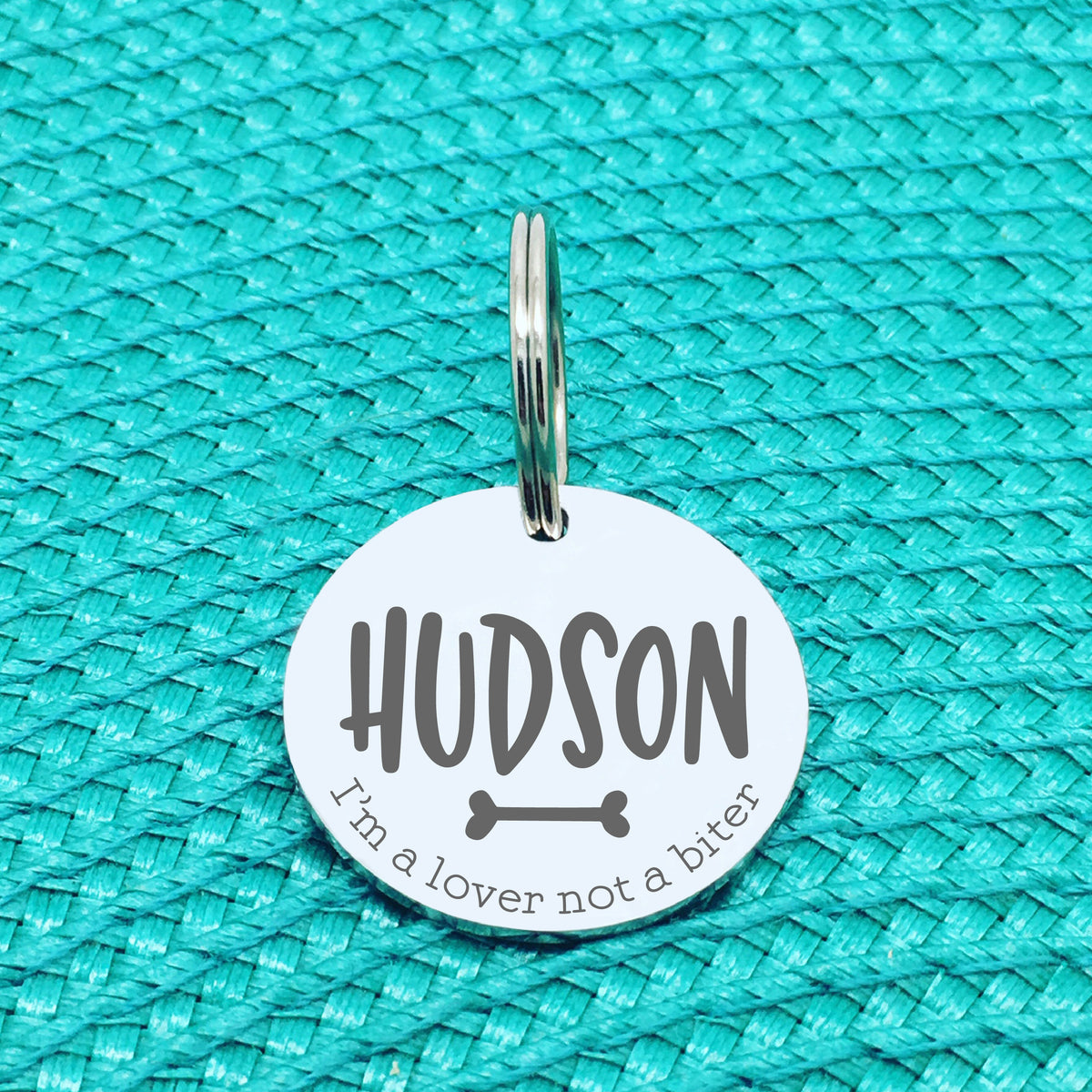 Engraved Custom Pet Tag I'm A Lover Not A Biter Design (Personalised Dog Tag)