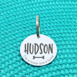 Engraved Custom Pet Tag I'm A Lover Not A Biter Design (Personalised Dog Tag)