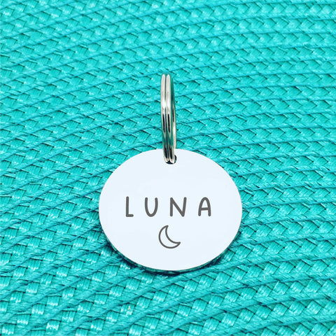 Simple Moon Design Personalised Pet Name Tag