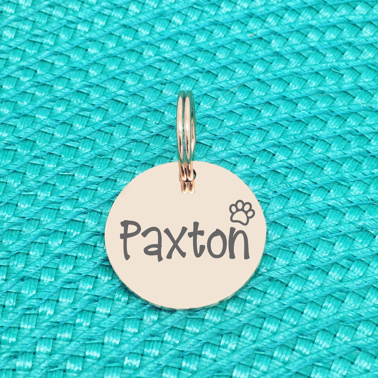 Custom Engraved Pet Name Tag (Personalised ID tag) - 'Dude' paw print design