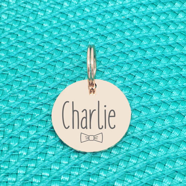 Custom Engraved Dog Name Tags, Cute Silver and Rose Gold Personalised Name Tags, Double Sided Engraving made in Adelaide