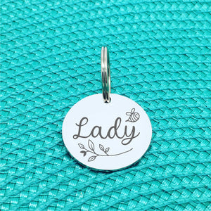 Custom Engraved Dog Name Tags, Cute Silver and Rose Gold Personalised Name Tags, Double Sided Engraving made in Adelaide