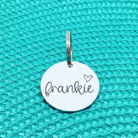 Cute Personalised Dog Tag featuring a heart