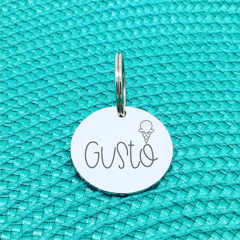 Personalised Double Sided Dog Tag, Cat Tag, Available in Silver or Rose Gold, Double Sided Engraving, Premium Pet ID Tags made in Australia. Ice Cream Design Personalised Dog Tag