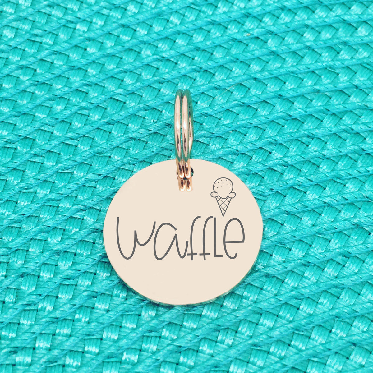 Personalised Double Sided Dog Tag, Cat Tag, Available in Silver or Rose Gold, Double Sided Engraving, Premium Pet ID Tags made in Australia. Ice Cream Design Personalised Dog Tag