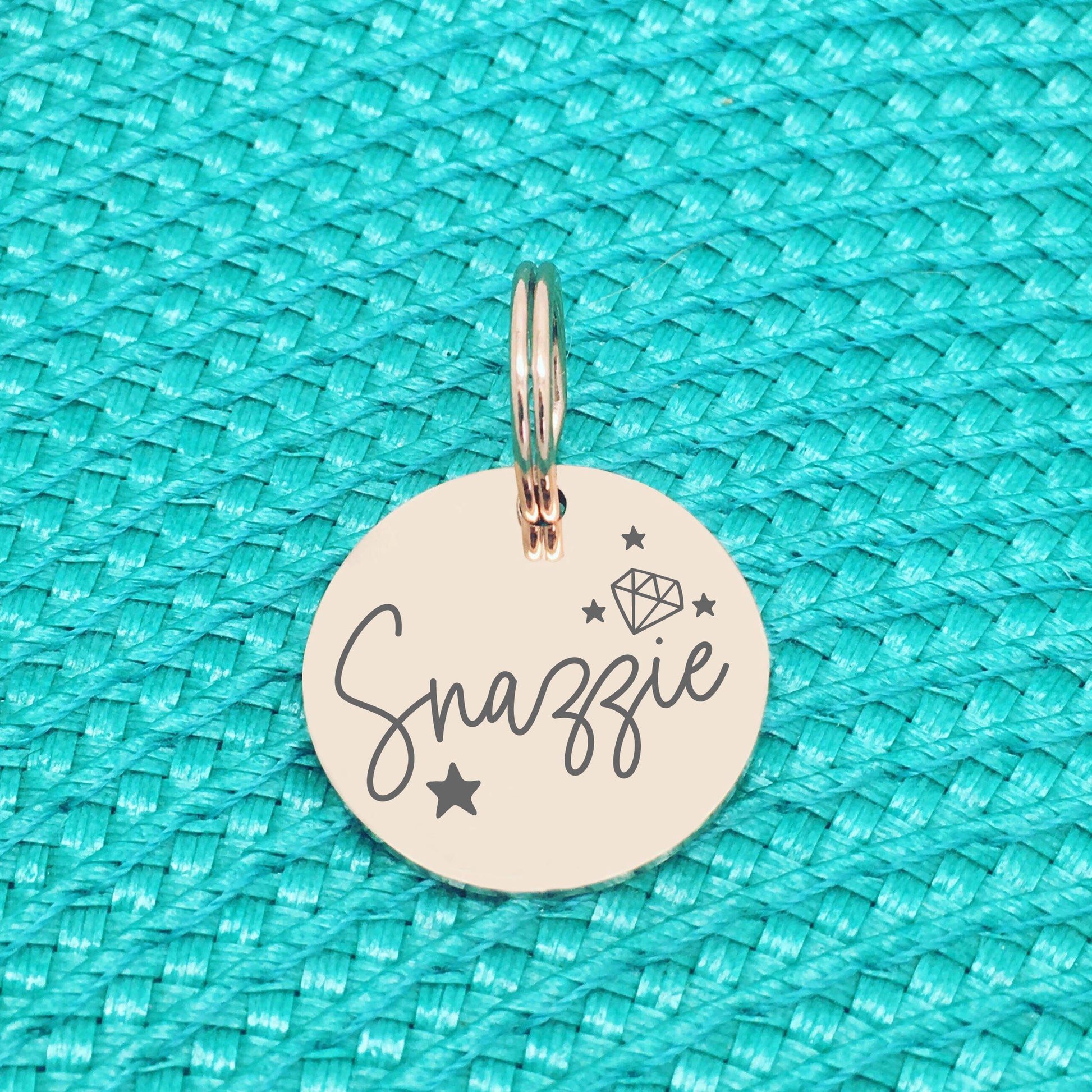 Double Sided Engraved Silver Rose Gold Dog Name Tag, Personalised ID Tag, Custom Dog Name Tag