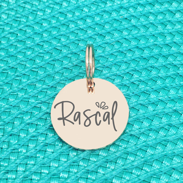 Double Sided Engraved Silver Rose Gold Dog Name Tag, Personalised ID Tag, Custom Dog Name Tag