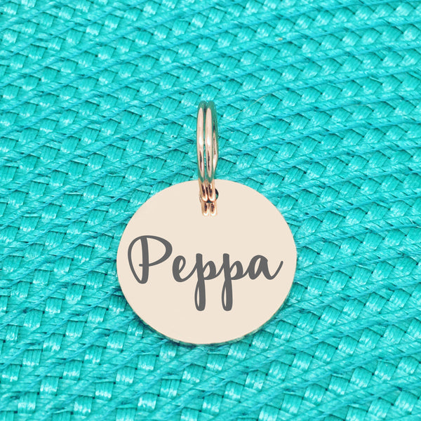 Double Sided Engraved Silver Rose Gold Dog Name Tag, Personalised ID Tag, Custom Dog Name Tag