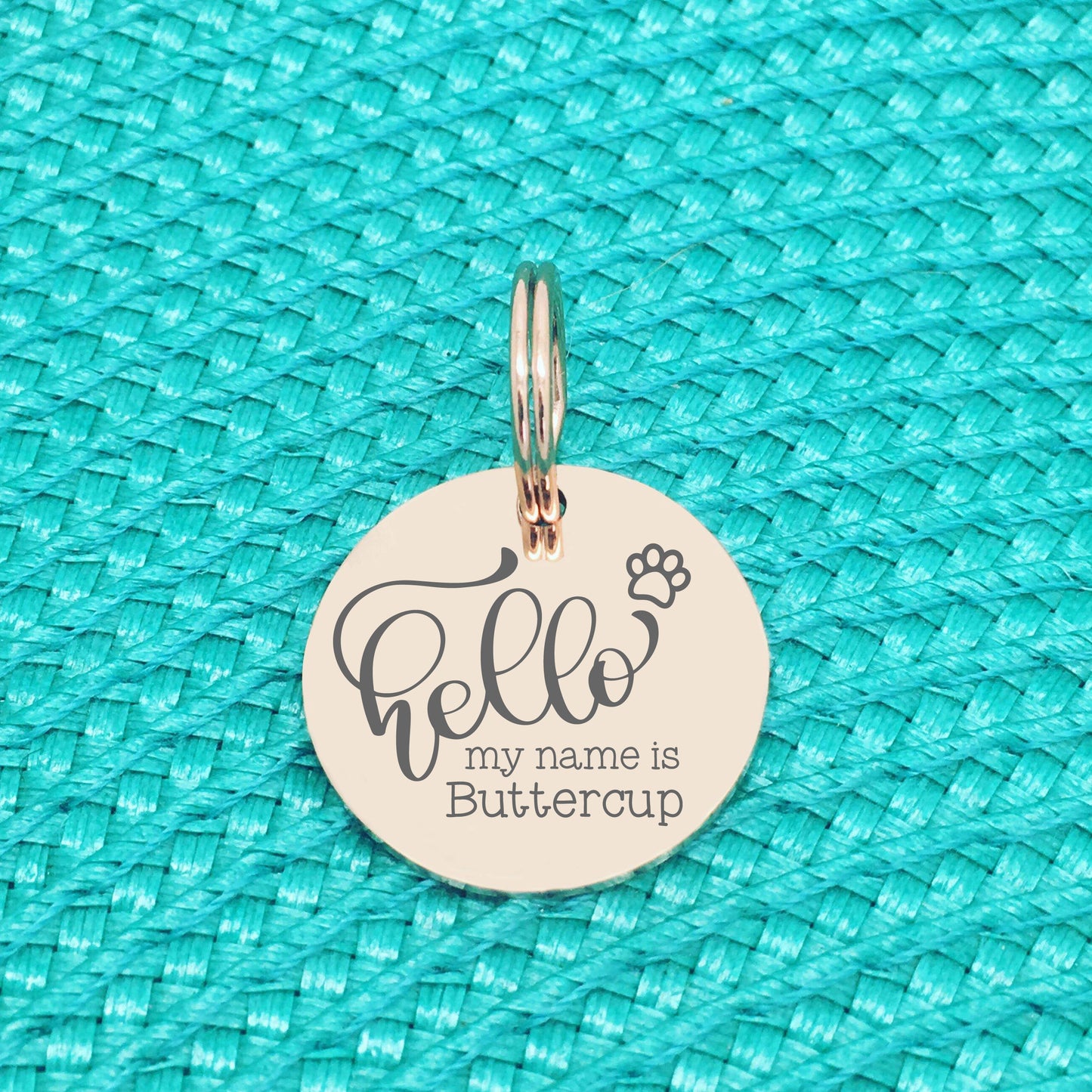 Hello My Name Is Dog Tag, Simple Silver Engraved Personalised Double Sided Dog Name Collar Tag, Handmade in Adelaide, Laser Engraved Dog Tag, Personalised Dog Name Tag, Dog ID Tags, Cute Dog Tag, Silver Dog Tag, Rose Gold Dog Tag, Gold Dog Tag, Microchipped tag