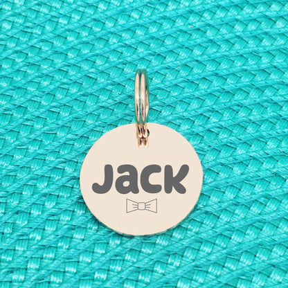 Custom Engraved Pet Name Tag (Personalised ID tag) - 'Sarge' Bow tie design