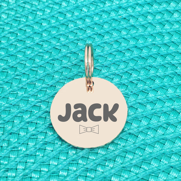 Custom Engraved Pet Name Tag (Personalised ID tag) - 'Sarge' Bow tie design