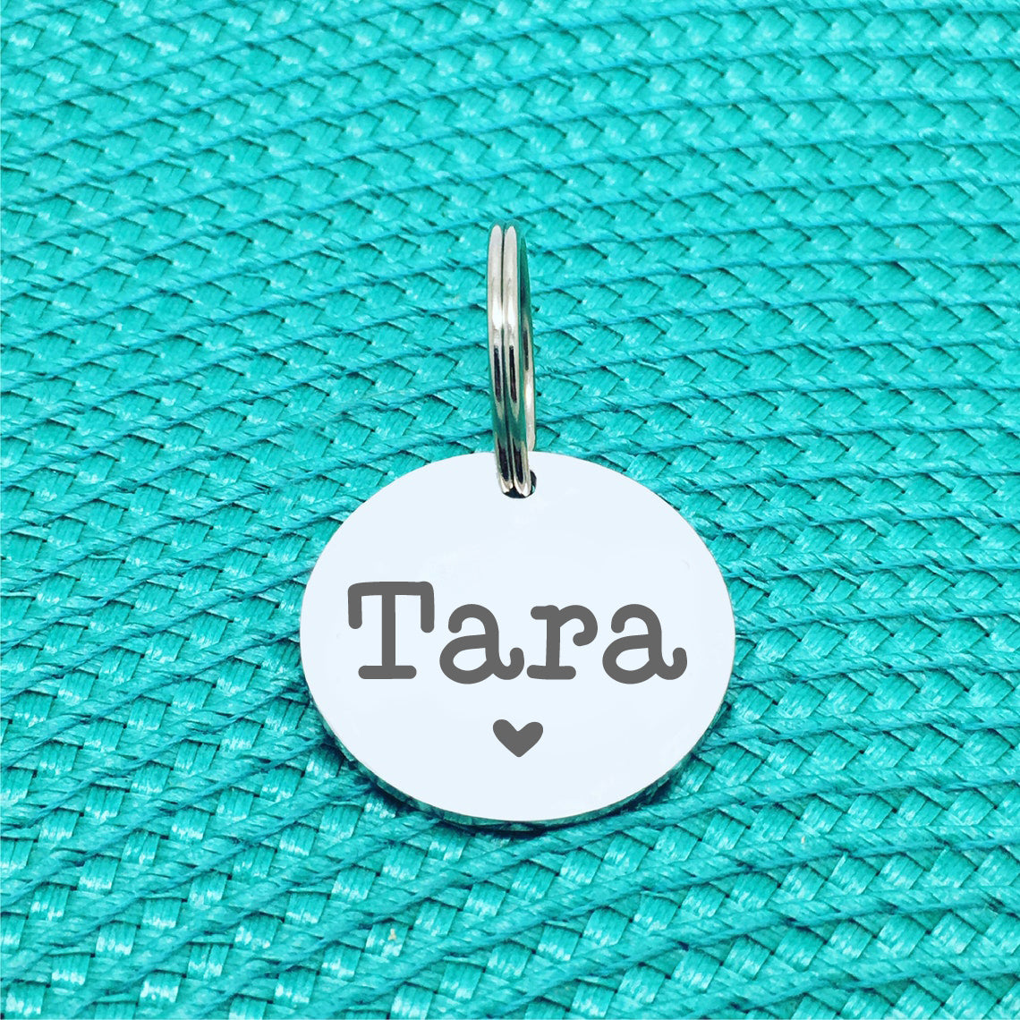 Custom Engraved Pet Name Tag (Personalised ID tag) - 'Kira' Solid heart design