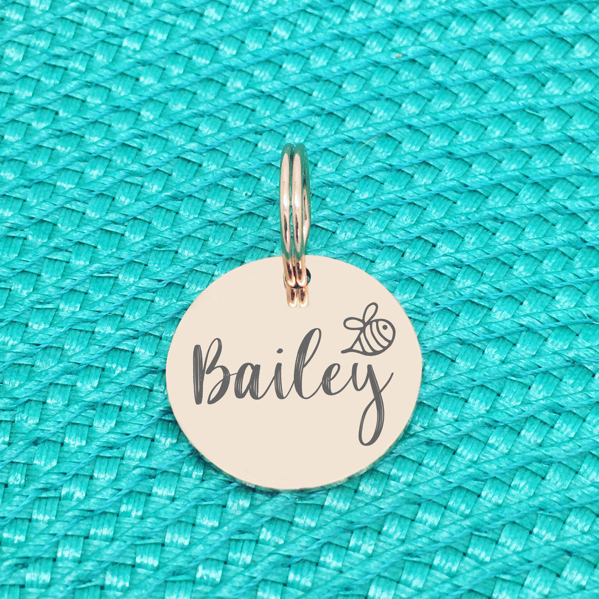 Cute Honey Bee Personalised Pet Name Tag Gold